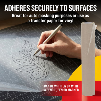 18" x 150' Frisket Masking Film Roll - Self-Adhesive Semi-Transparent Medium-Tack for Artists, Airbrush Graphics, Automotive Painting, Stencil