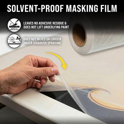 18" x 150' Frisket Masking Film Roll - Self-Adhesive Semi-Transparent Medium-Tack for Artists, Airbrush Graphics, Automotive Painting, Stencil