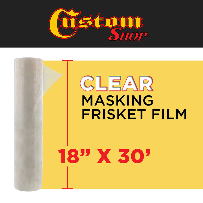 Custom Shop 18" x 30' Roll of Clear Masking Film/Frisket for Artists, Airbrush Graphics, Automotive - Tracing, Cutting Templates, Stencil Making