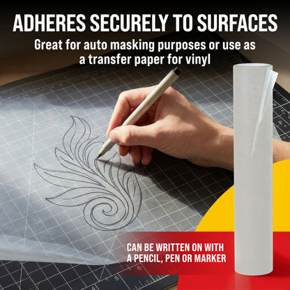 18" x 30' Frisket Masking Film Roll - Self-Adhesive Semi-Transparent Medium-Tack for Artists, Airbrush Graphics, Automotive Painting, Stencil Making