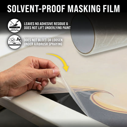 18" x 30' Frisket Masking Film Roll - Self-Adhesive Semi-Transparent Medium-Tack for Artists, Airbrush Graphics, Automotive Painting, Stencil Making