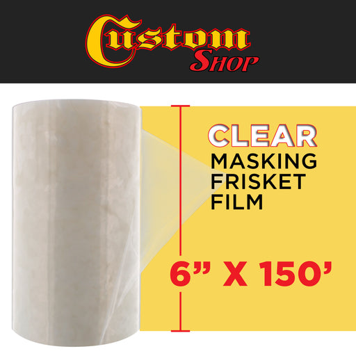 Custom Shop 6" x 150' Roll of Clear Masking Film/Frisket for Artists, Airbrush Graphics, Automotive - Tracing, Cutting Templates, Stencil Making