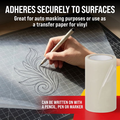 6" x 150' Frisket Masking Film Roll - Self-Adhesive Semi-Transparent Medium-Tack for Artists, Airbrush Graphics, Automotive Painting, Stencil Making