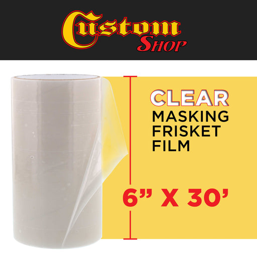 Custom Shop 6" x 30' Roll of Clear Masking Film/Frisket for Artists, Airbrush Graphics, Automotive - Tracing, Cutting Templates, Stencil Making