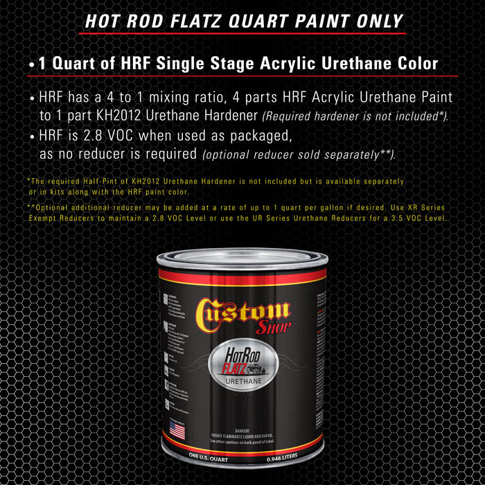 Wimbledon White - Hot Rod Flatz Flat Matte Satin Urethane Auto Paint - Paint Quart Only - Professional Low Sheen Automotive, Car Truck Coating, 4:1 Mix Ratio