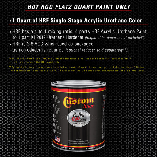 Winter White - Hot Rod Flatz Flat Matte Satin Urethane Auto Paint - Paint Quart Only - Professional Low Sheen Automotive, Car Truck Coating, 4:1 Mix Ratio