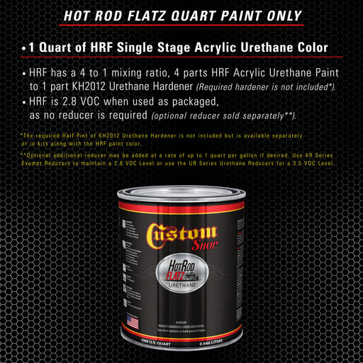 Linen White - Hot Rod Flatz Flat Matte Satin Urethane Auto Paint - Paint Quart Only - Professional Low Sheen Automotive, Car Truck Coating, 4:1 Mix Ratio