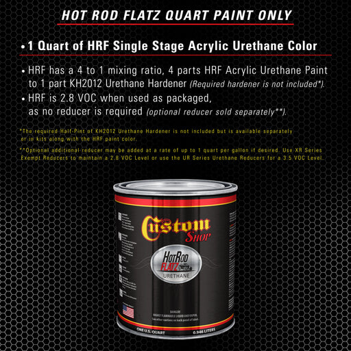 Arctic White - Hot Rod Flatz Flat Matte Satin Urethane Auto Paint - Paint Quart Only - Professional Low Sheen Automotive, Car Truck Coating, 4:1 Mix Ratio