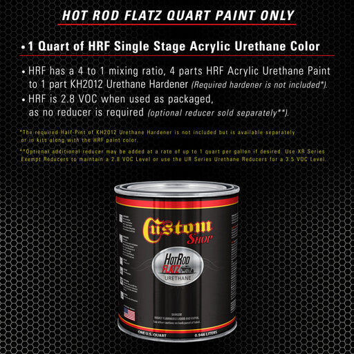 Ermine White - Hot Rod Flatz Flat Matte Satin Urethane Auto Paint - Paint Quart Only - Professional Low Sheen Automotive, Car Truck Coating, 4:1 Mix Ratio