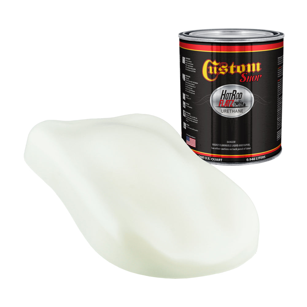 Grand Prix White - Hot Rod Flatz Flat Matte Satin Urethane Auto Paint - Paint Quart Only - Professional Low Sheen Automotive, Car Truck Coating, 4:1 Mix Ratio