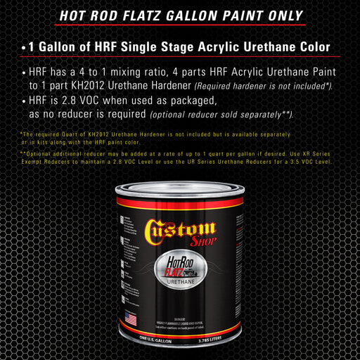 Spinnaker White - Hot Rod Flatz Flat Matte Satin Urethane Auto Paint - Paint Gallon Only - Professional Low Sheen Automotive, Car Truck Coating, 4:1 Mix Ratio