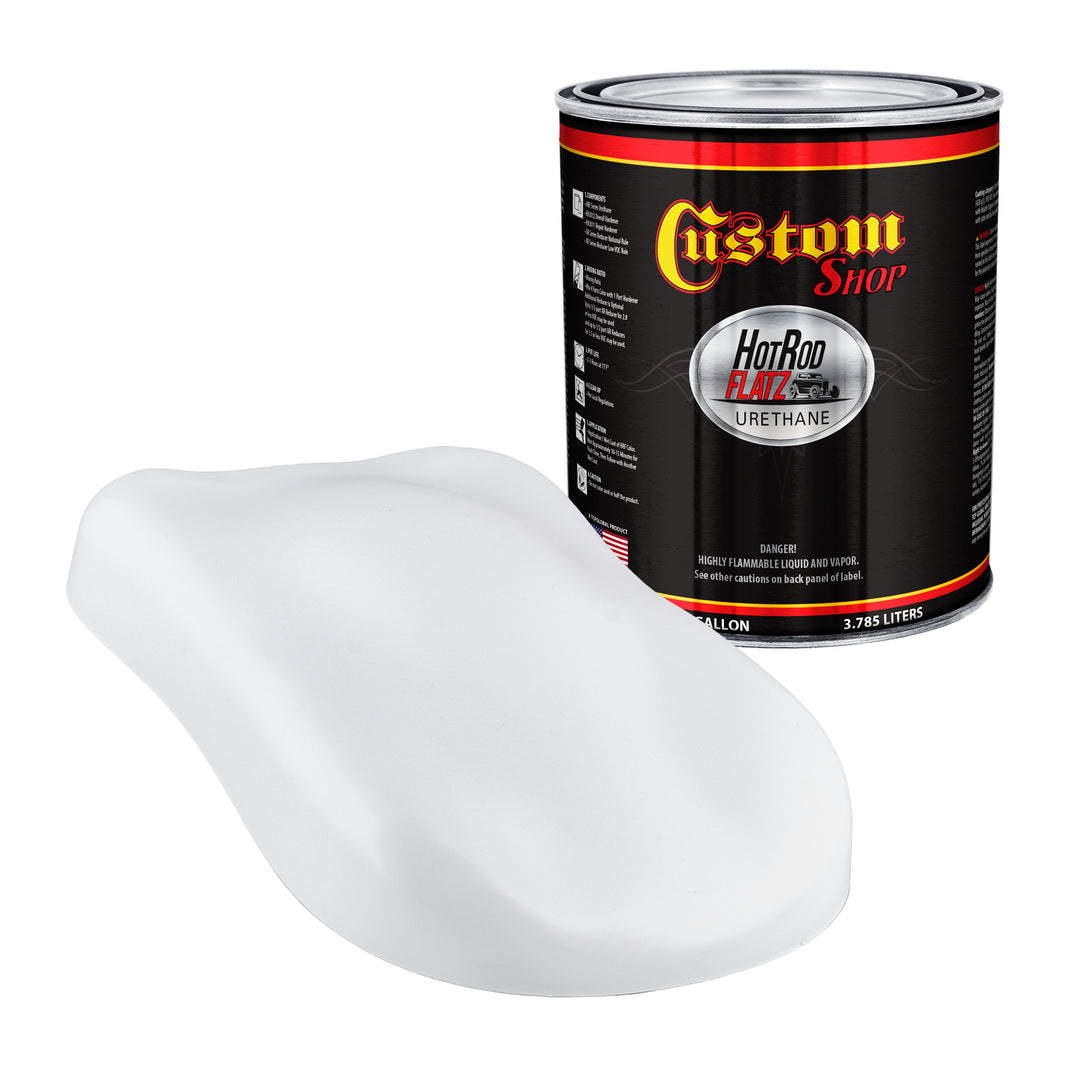 Fleet White - Hot Rod Flatz Flat Matte Satin Urethane Auto Paint - Paint Gallon Only Coating, 4:1 Mix