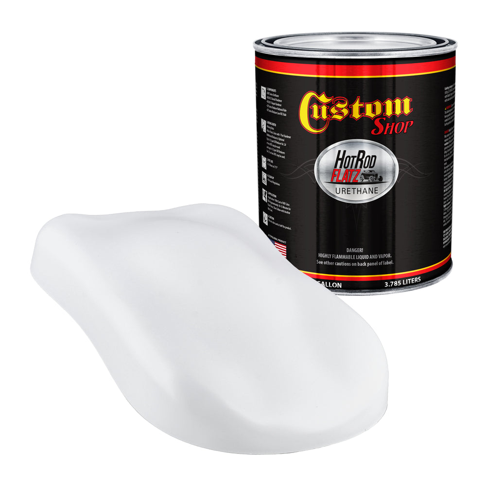 Fleet White - Hot Rod Flatz Flat Matte Satin Urethane Auto Paint - Paint Gallon Only - Professional Low Sheen Automotive, Car Truck Coating, 4:1 Mix Ratio