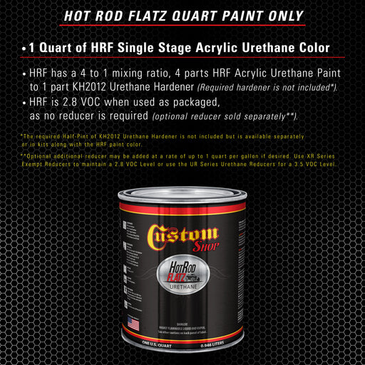 Championship White - Hot Rod Flatz Flat Matte Satin Urethane Auto Paint - Paint Quart Only - Professional Low Sheen Automotive, Car Truck Coating, 4:1 Mix Ratio
