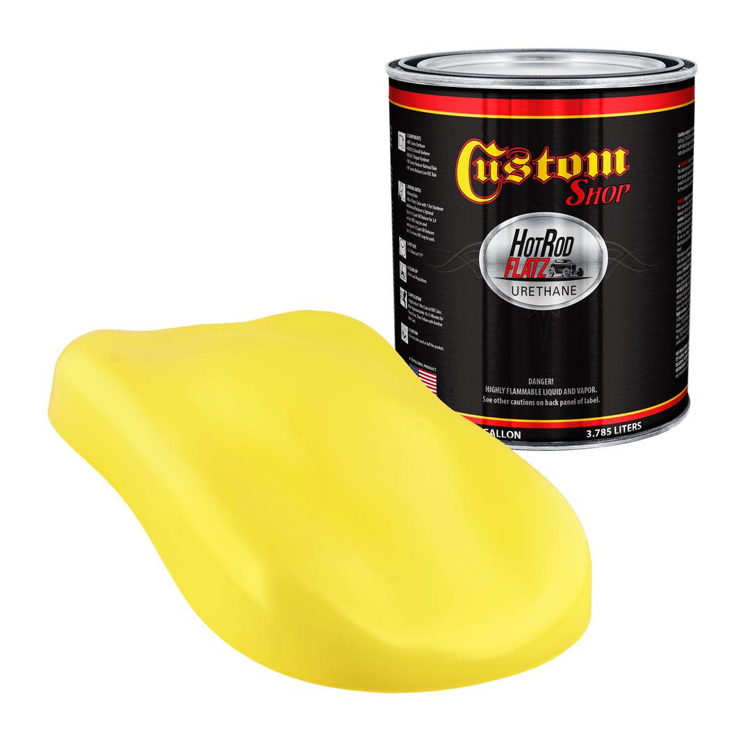 Daytona Yellow - Hot Rod Flatz Flat Matte Satin Urethane Auto Paint - Paint Gallon Only Coating, 4:1