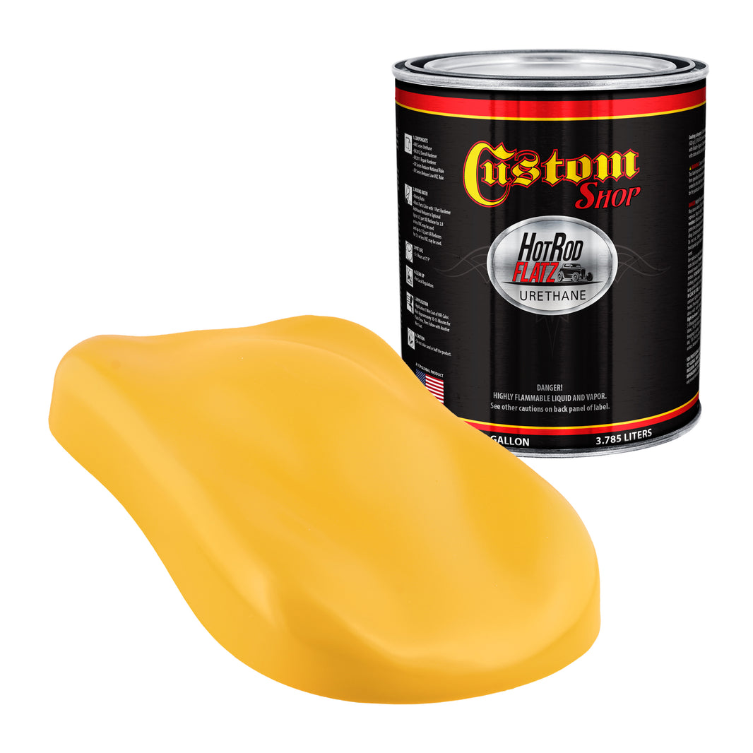 Komatsu Yellow - Hot Rod Flatz Flat Matte Satin Urethane Auto Paint - Paint Gallon Only Coating, 4:1