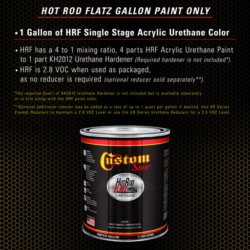 Komatsu Yellow - Hot Rod Flatz Flat Matte Satin Urethane Auto Paint - Paint Gallon Only - Professional Low Sheen Automotive, Car Truck Coating, 4:1 Mix Ratio