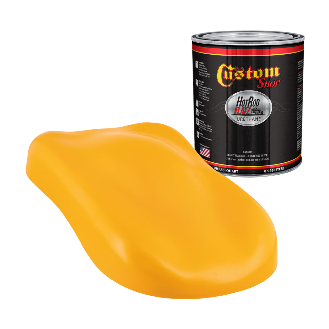School Bus Yellow - Hot Rod Flatz Flat Matte Satin Urethane Auto Paint - Paint Quart Only Coating, 4:1