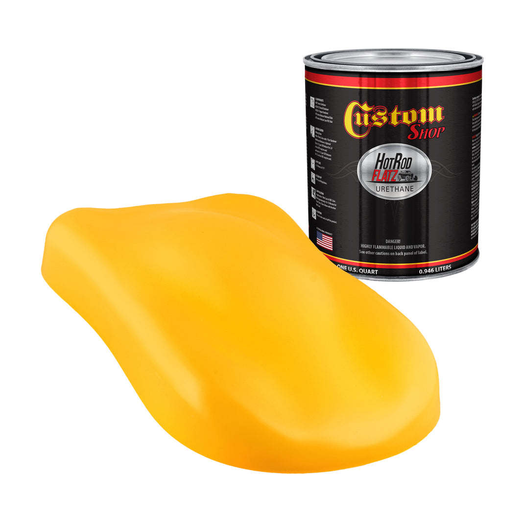 Speed Yellow - Hot Rod Flatz Flat Matte Satin Urethane Auto Paint - Paint Quart Only Coating, 4:1 Mix
