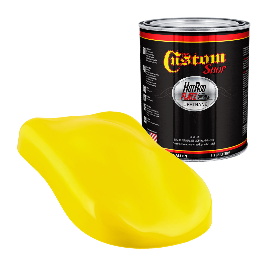 Viper Yellow - Hot Rod Flatz Flat Matte Satin Urethane Auto Paint - Paint Gallon Only Coating, 4:1 Mix