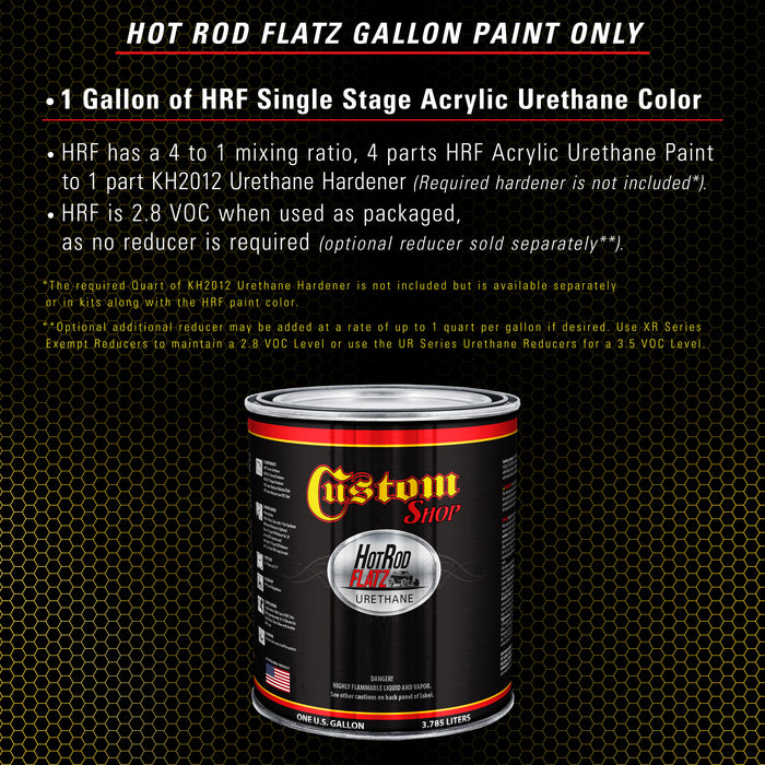 Sunshine Yellow - Hot Rod Flatz Flat Matte Satin Urethane Auto Paint - Paint Gallon Only - Professional Low Sheen Automotive, Car Truck Coating, 4:1 Mix Ratio