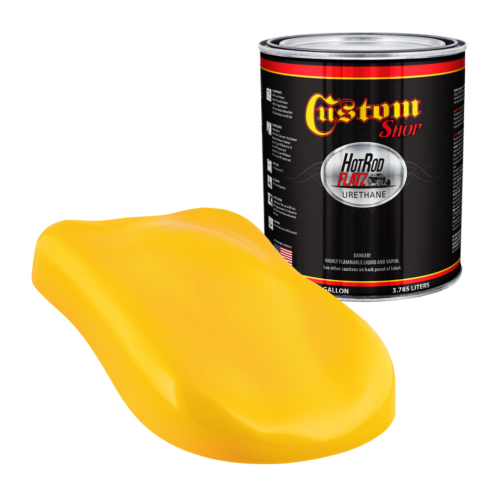 Citrus Yellow - Hot Rod Flatz Flat Matte Satin Urethane Auto Paint - Paint Gallon Only - Professional Low Sheen Automotive, Car Truck Coating, 4:1 Mix Ratio