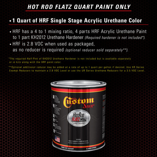 Monza Red - Hot Rod Flatz Flat Matte Satin Urethane Auto Paint - Paint Quart Only - Professional Low Sheen Automotive, Car Truck Coating, 4:1 Mix Ratio
