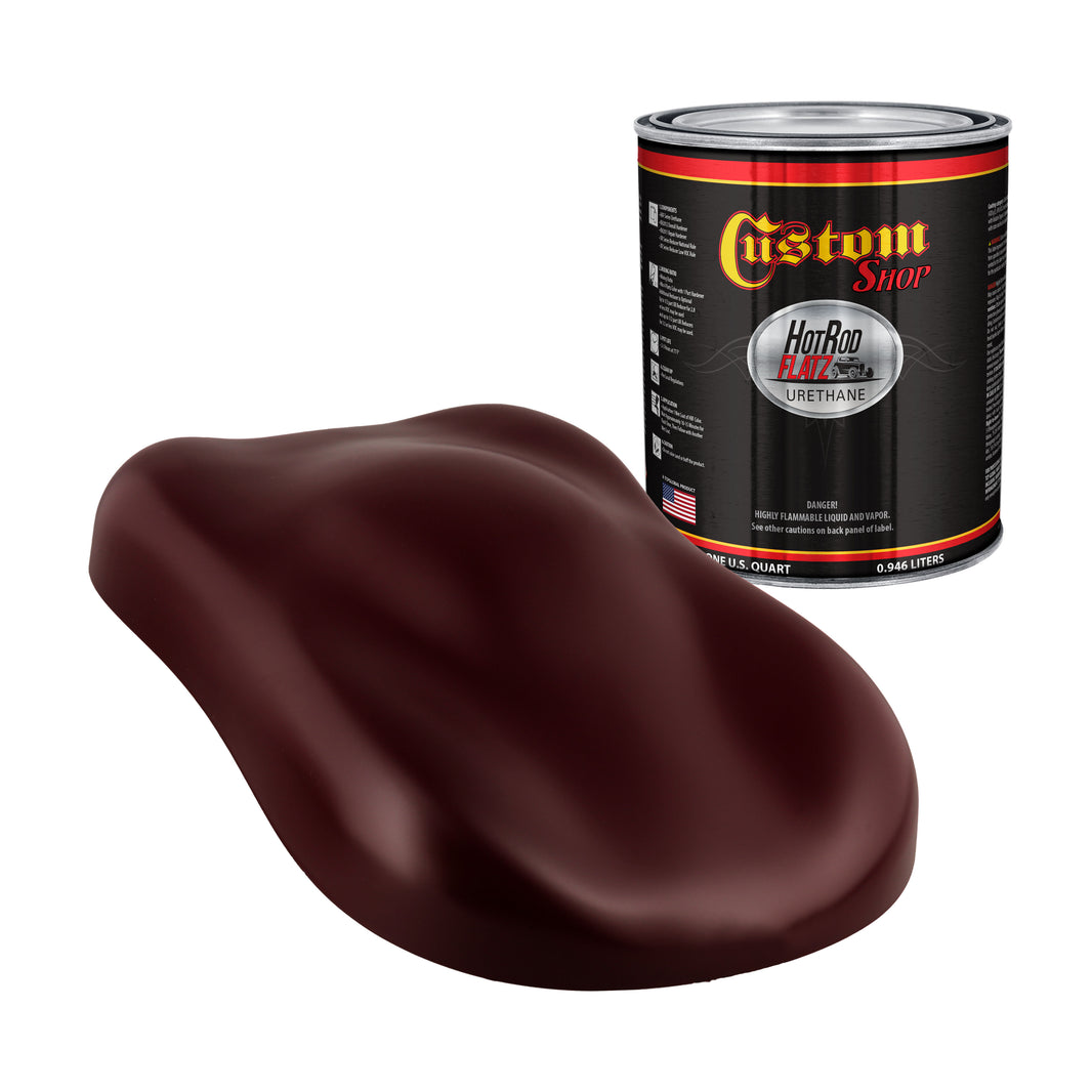 Burgundy - Hot Rod Flatz Flat Matte Satin Urethane Auto Paint - Paint Quart Only Coating, 4:1 Mix Ratio