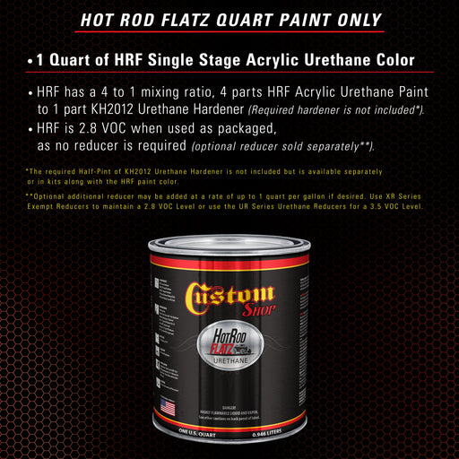 Scarlet Red - Hot Rod Flatz Flat Matte Satin Urethane Auto Paint - Paint Quart Only - Professional Low Sheen Automotive, Car Truck Coating, 4:1 Mix Ratio