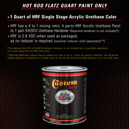 Speed Orange - Hot Rod Flatz Flat Matte Satin Urethane Auto Paint - Paint Quart Only - Professional Low Sheen Automotive, Car Truck Coating, 4:1 Mix Ratio