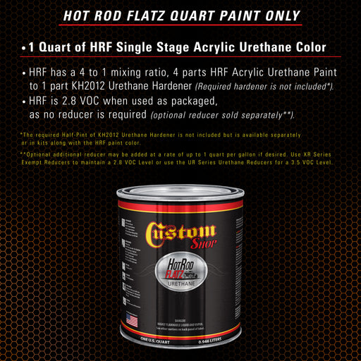 Omaha Orange - Hot Rod Flatz Flat Matte Satin Urethane Auto Paint - Paint Quart Only - Professional Low Sheen Automotive, Car Truck Coating, 4:1 Mix Ratio