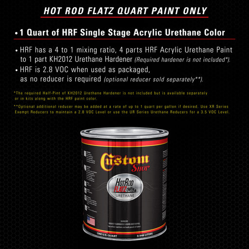 Hot Rod Black - Hot Rod Flatz Flat Matte Satin Urethane Auto Paint - Paint Quart Only - Professional Low Sheen Automotive, Car Truck Coating, 4:1 Mix Ratio