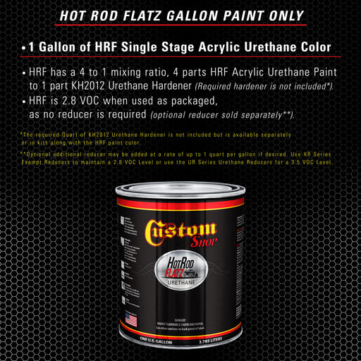 Classic White - Hot Rod Flatz Flat Matte Satin Urethane Auto Paint - Paint Gallon Only - Professional Low Sheen Automotive, Car Truck Coating, 4:1 Mix Ratio