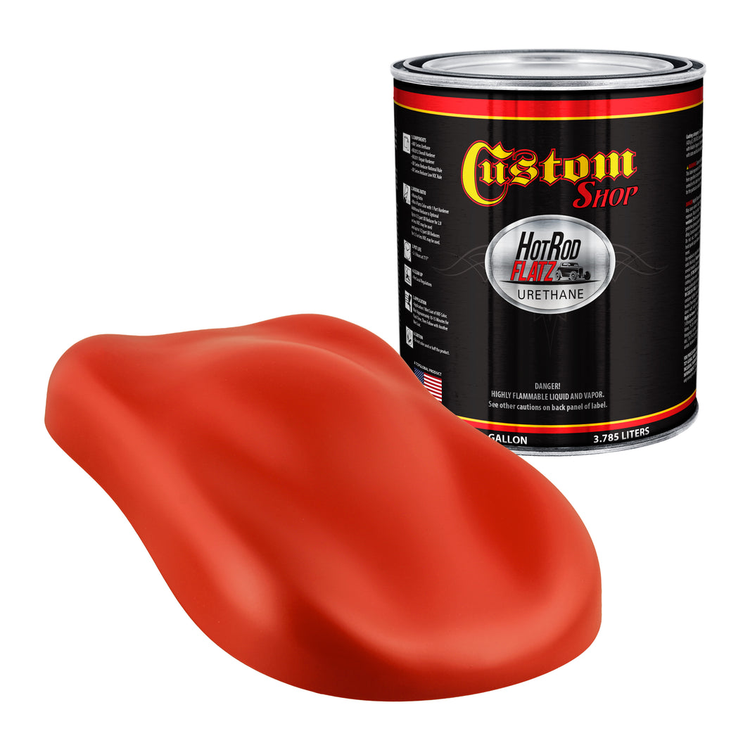 Hot Rod Red - Hot Rod Flatz Flat Matte Satin Urethane Auto Paint - Paint Gallon Only Coating, 4:1 Mix