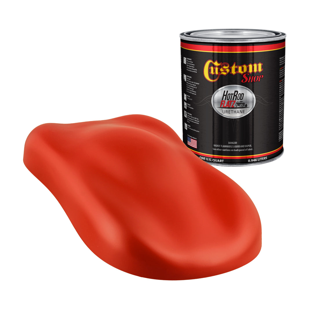 Hot Rod Red - Hot Rod Flatz Flat Matte Satin Urethane Auto Paint - Paint Quart Only Coating, 4:1 Mix