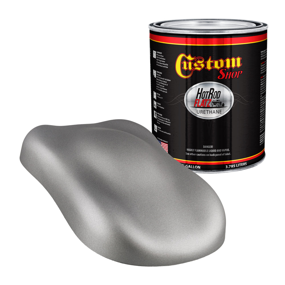 Titanium Gray Metallic - Hot Rod Flatz Flat Matte Satin Urethane Auto Paint - Paint Gallon Only - Professional Low Sheen Automotive, Car Truck Coating, 4:1 Mix Ratio