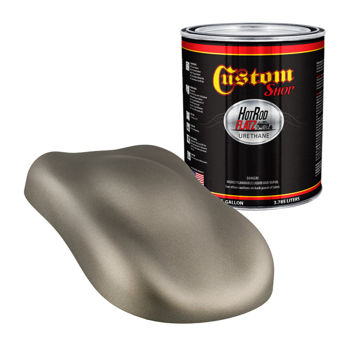 Warm Gray Metallic - Hot Rod Flatz Flat Matte Satin Urethane Auto Paint - Paint Gallon Only - Professional Low Sheen Automotive, Car Truck Coating, 4:1 Mix Ratio