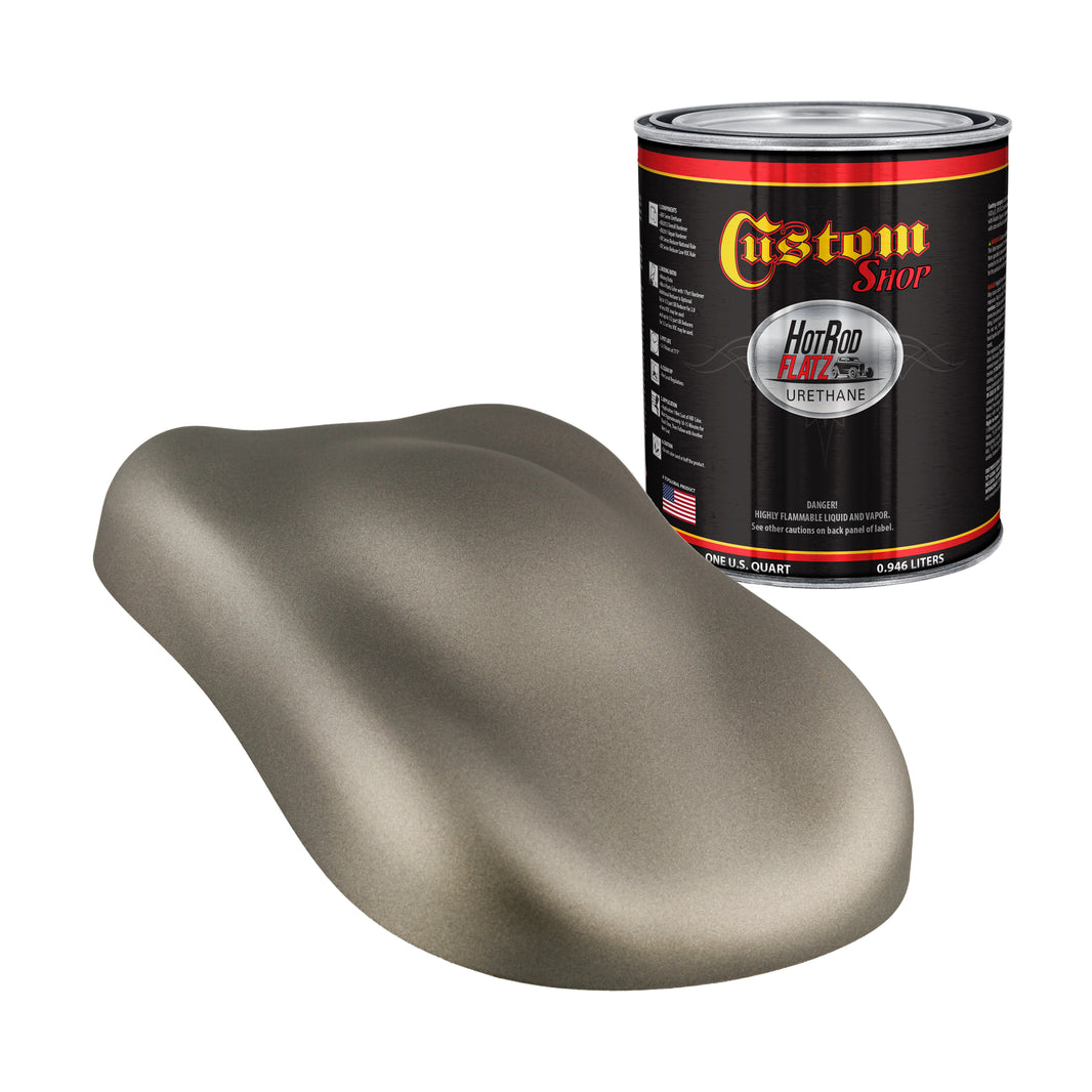 Warm Gray Metallic - Hot Rod Flatz Flat Matte Satin Urethane Auto Paint - Paint Quart Only Coating