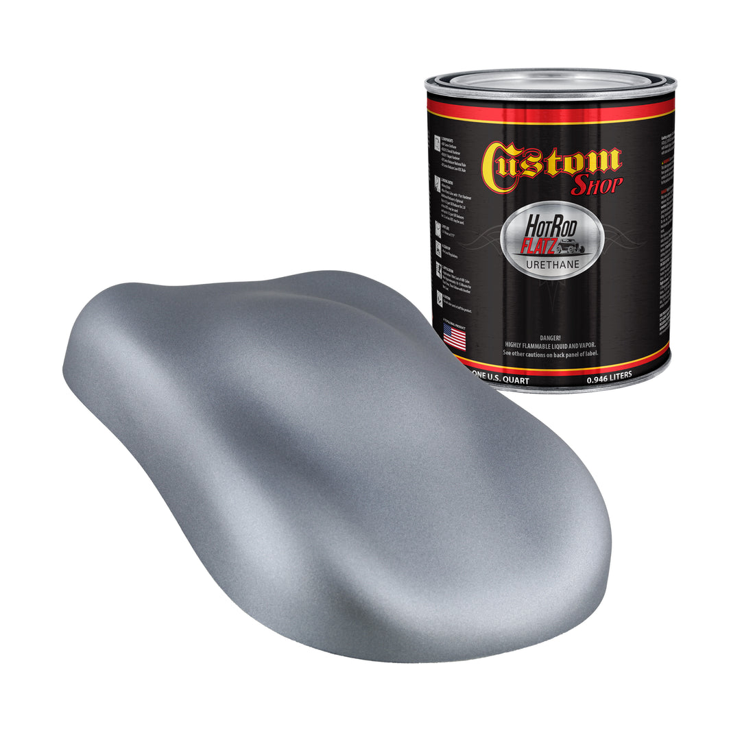 Cool Gray Metallic - Hot Rod Flatz Flat Matte Satin Urethane Auto Paint - Paint Quart Only Coating