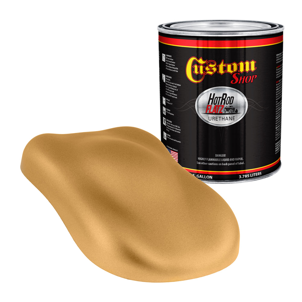 Honey Gold Metallic - Hot Rod Flatz Flat Matte Satin Urethane Auto Paint - Paint Gallon Only - Professional Low Sheen Automotive, Car Truck Coating, 4:1 Mix Ratio