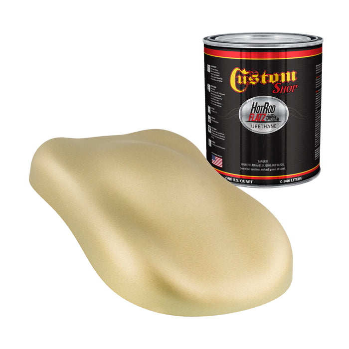 Champagne Gold Metallic - Hot Rod Flatz Flat Matte Satin Urethane Auto Paint - Paint Quart Only - Professional Low Sheen Automotive, Car Truck Coating, 4:1 Mix Ratio