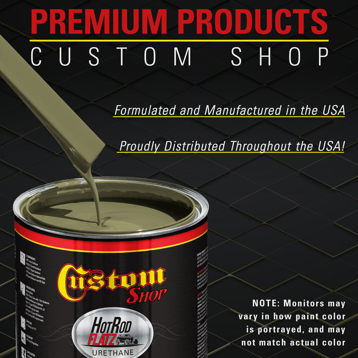 Olive Drab Green - Hot Rod Flatz Flat Matte Satin Urethane Auto Paint - Paint Quart Only - Professional Low Sheen Automotive, Car Truck Coating, 4:1 Mix Ratio