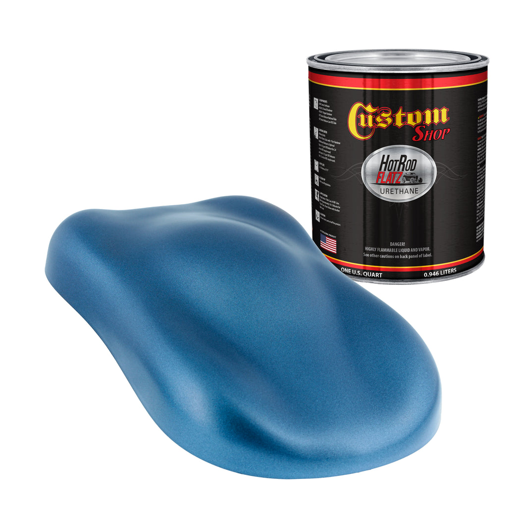 Sonic Blue Metallic - Hot Rod Flatz Flat Matte Satin Urethane Auto Paint - Paint Quart Only Coating