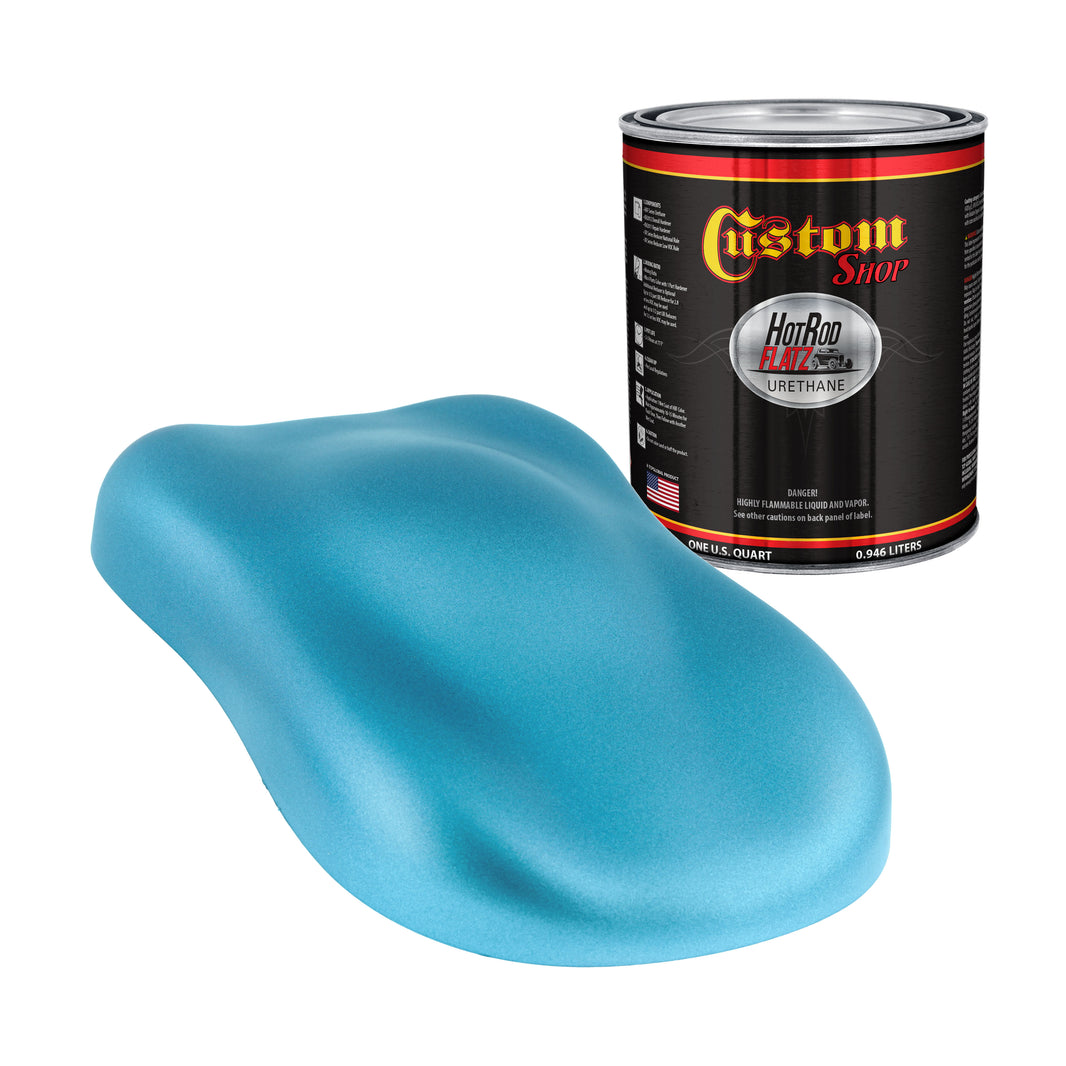Azure Blue Metallic - Hot Rod Flatz Flat Matte Satin Urethane Auto Paint - Paint Quart Only Coating