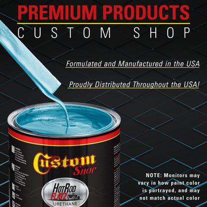Azure Blue Metallic - Hot Rod Flatz Flat Matte Satin Urethane Auto Paint - Paint Quart Only Coating