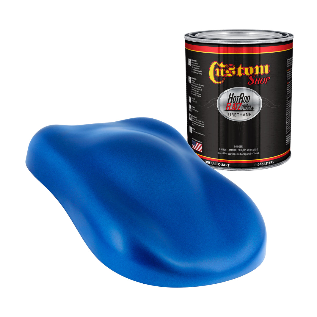 Viper Blue Metallic - Hot Rod Flatz Flat Matte Satin Urethane Auto Paint - Paint Quart Only Coating