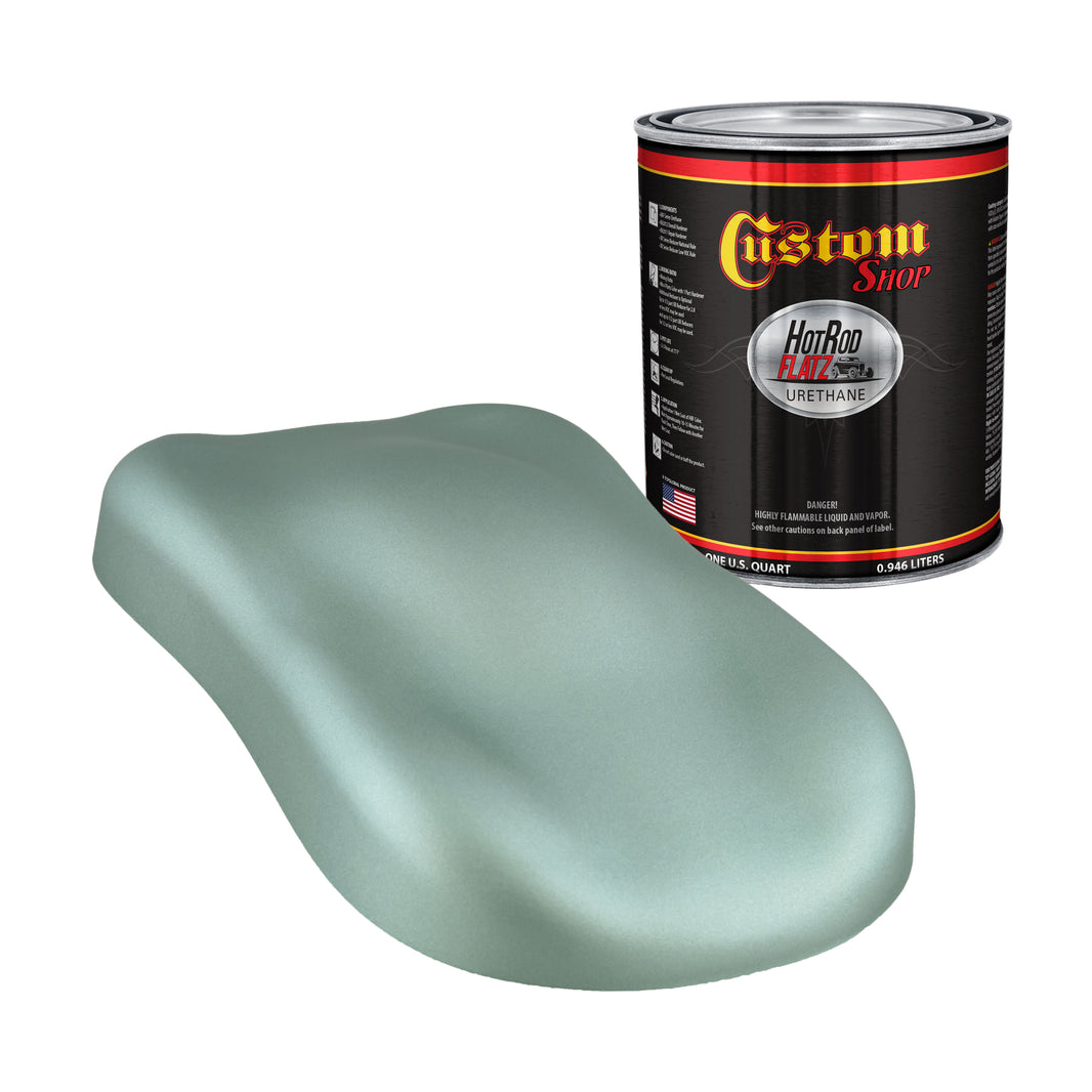 Silver Aqua Metallic - Hot Rod Flatz Flat Matte Satin Urethane Auto Paint - Paint Quart Only Coating