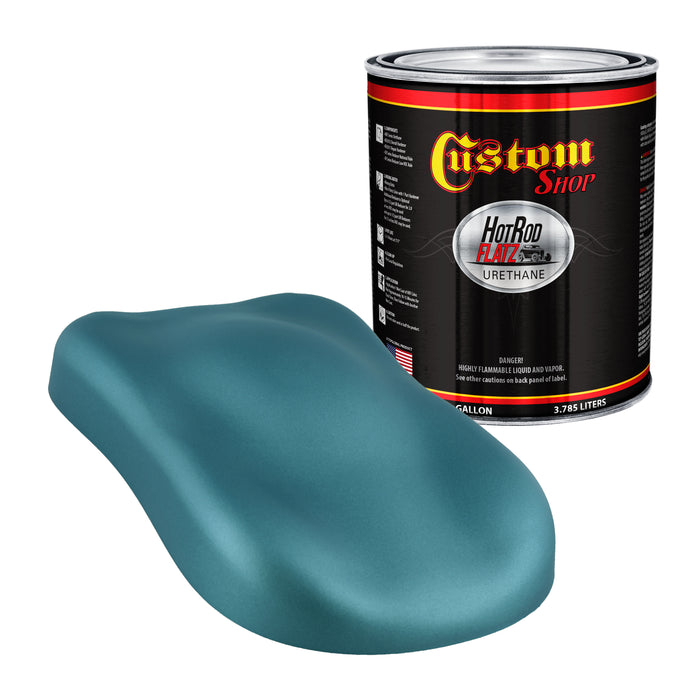 Gulfstream Aqua Metallic - Hot Rod Flatz Flat Matte Satin Urethane Auto Paint - Paint Gallon Only - Professional Low Sheen Automotive, Car Truck Coating, 4:1 Mix Ratio