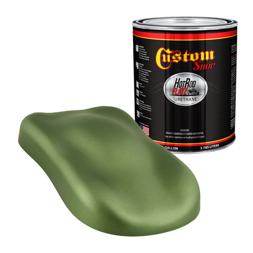 Medium Green Metallic - Hot Rod Flatz Flat Matte Satin Urethane Auto Paint - Paint Gallon Only - Professional Low Sheen Automotive, Car Truck Coating, 4:1 Mix Ratio