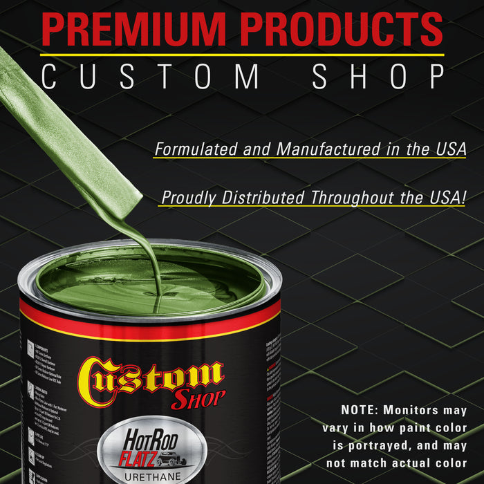 Medium Green Metallic - Hot Rod Flatz Flat Matte Satin Urethane Auto Paint - Paint Gallon Only - Professional Low Sheen Automotive, Car Truck Coating, 4:1 Mix Ratio